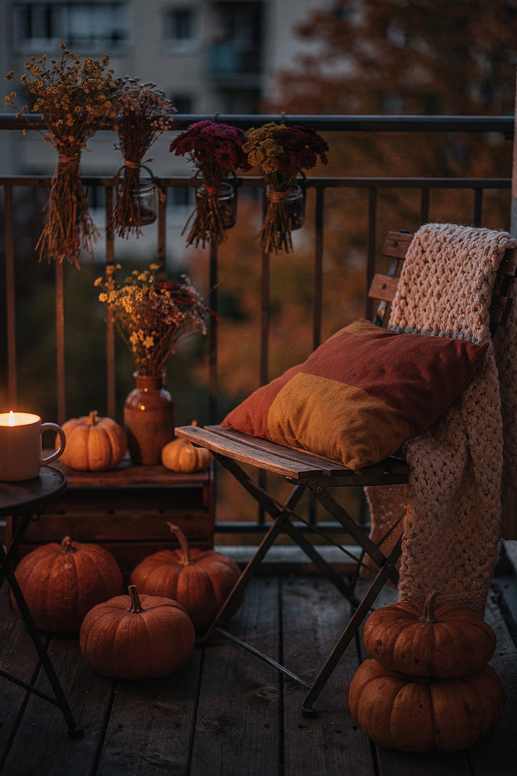 Herbst-Balkon gemütlich und günstig dekorieren