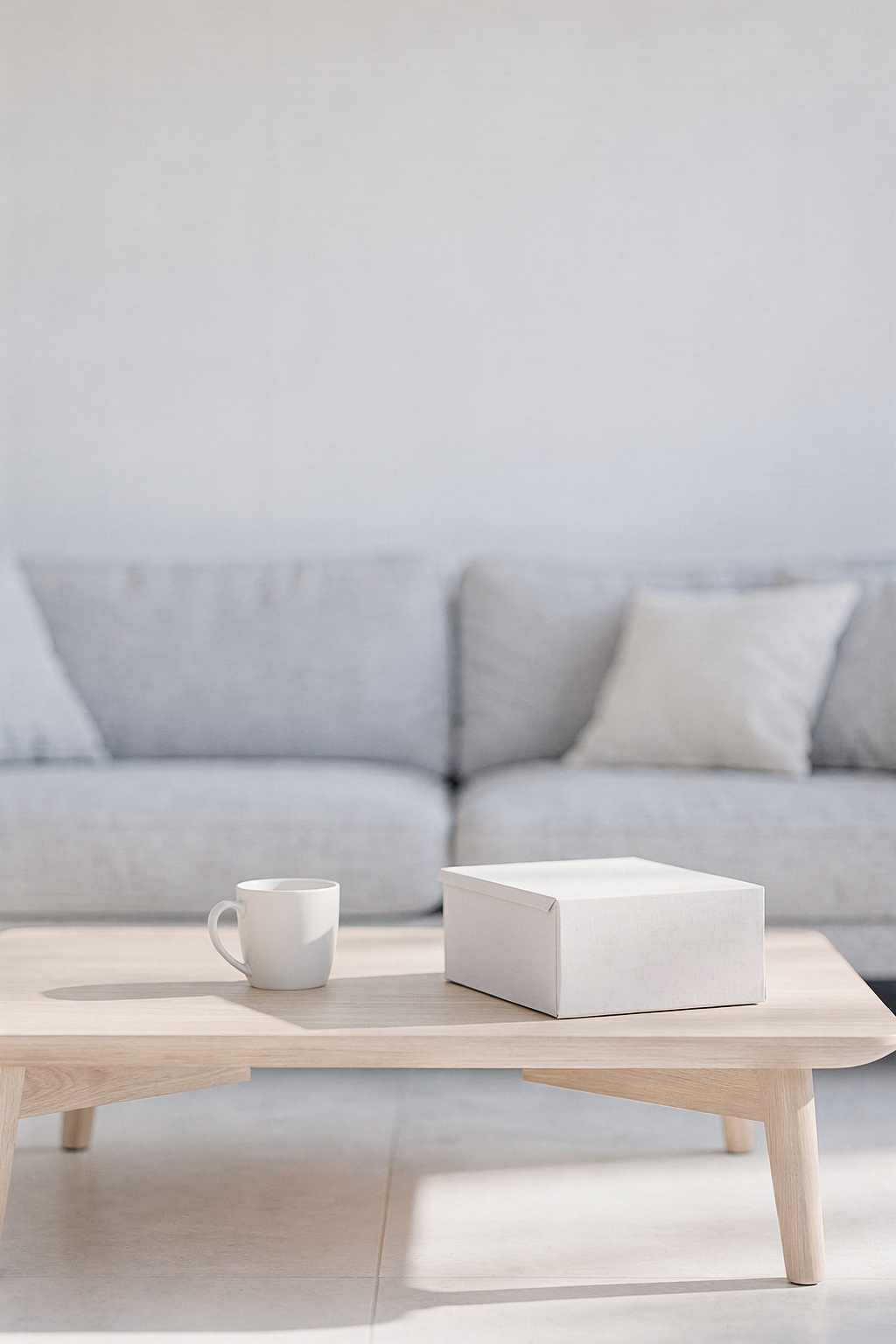 Aufgeräumter minimalistischer Schreibtisch in einer kleinen Wohnung