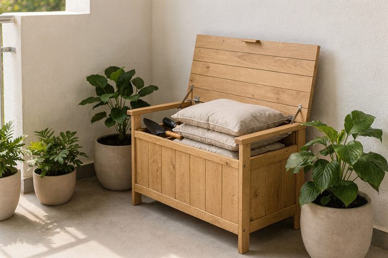 6 Gartenbänke mit Stauraum für Balkon und Terrasse